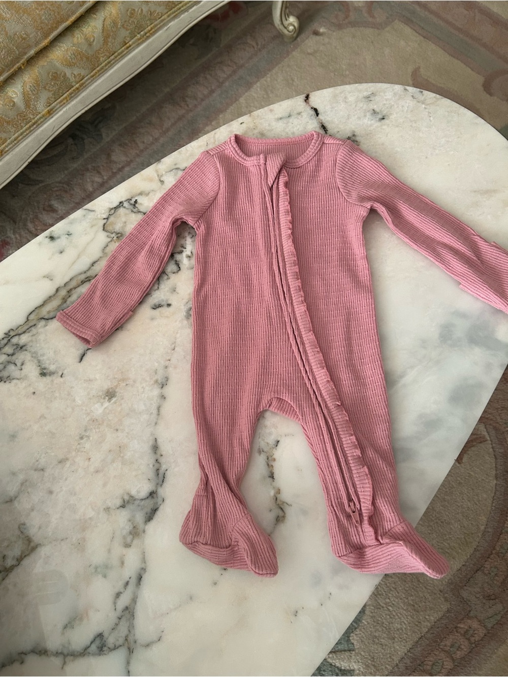 NWT Cloud Island Soft Ribbed Pink Baby One-Piece Footed Romper SZ Newborn C:5026